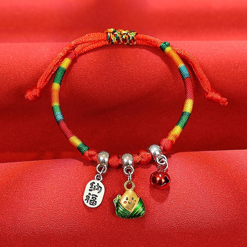 Dragon Boat Festival Colorful Rope Zongzi Bracelet Lucky Red Rope Hand-Woven Adult and Children Carrying Strap Wholesale