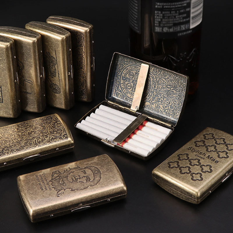 cigarette case金属浮雕香烟盒收纳保护超薄便携烟盒外贸跨境批发