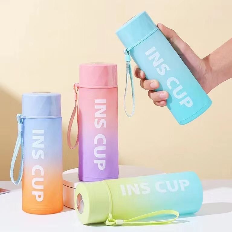 2023 New Water Cup Glass Simple Ins Trend Men and Women Convenient Sports Fitness Gradient Internet Celebrity Water Cup