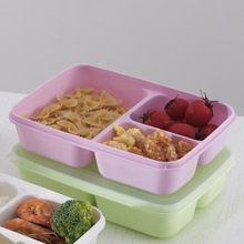 可重复使用的餐盒 可进微波炉加热塑料分格便当盒 学生白领带饭盒