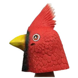 新红雀面具朱雀头套化妆舞会乳胶头饰红衣凤头鸟节日派对道具mask