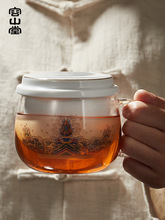 批发玻璃杯茶水分离绿茶泡茶杯珐琅彩陶瓷内胆加热保温杯垫茶具