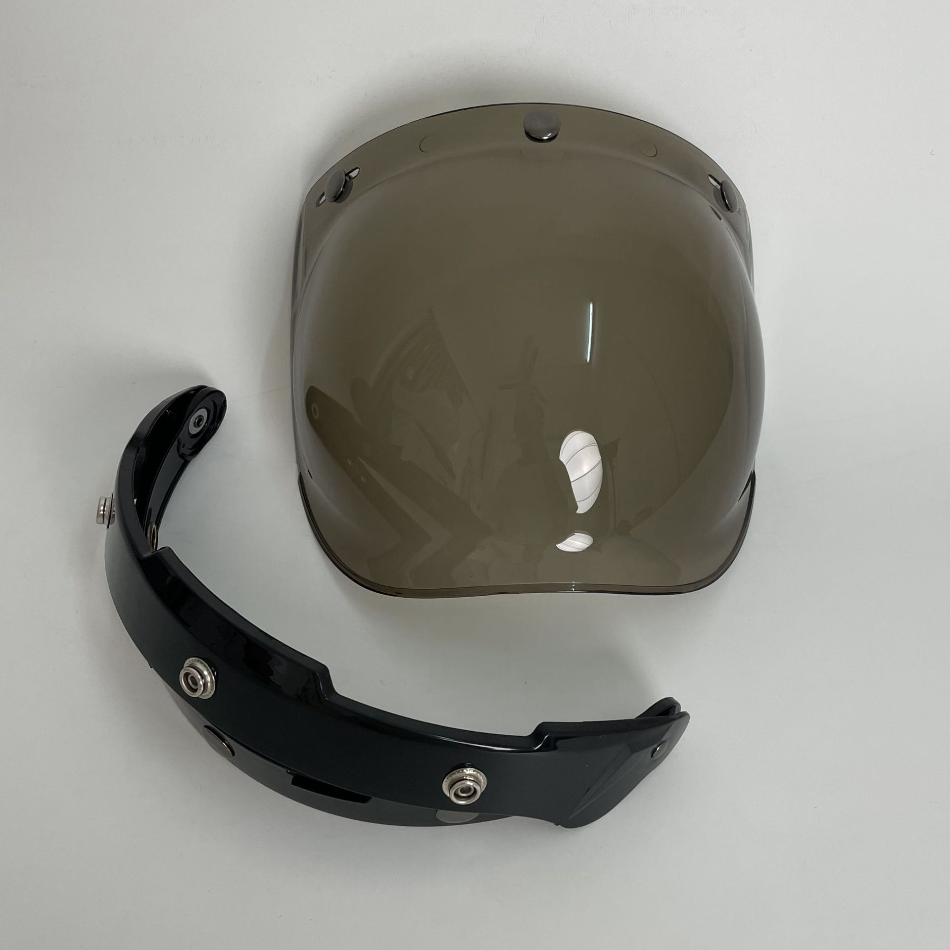 现货泡泡镜头盔镜片通用3扣镜片 可调节按钮镜片茶色渐变色配支架