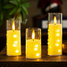 电子蜡烛透明罩生日餐厅氛围布置圣诞装饰仿真火焰玻璃杯蜡烛灯