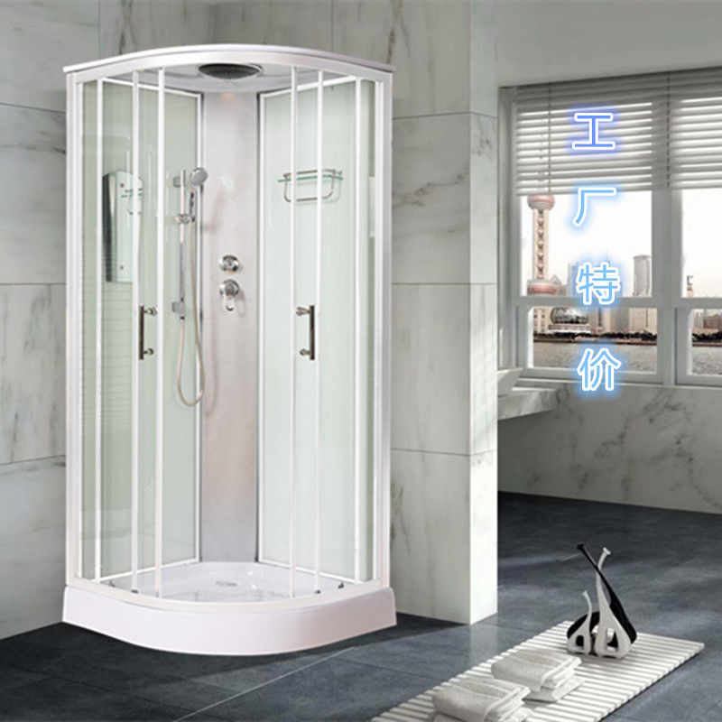 一体式卫生间淋浴房整体一体封闭式洗澡房弧扇形玻璃房家用沐浴房