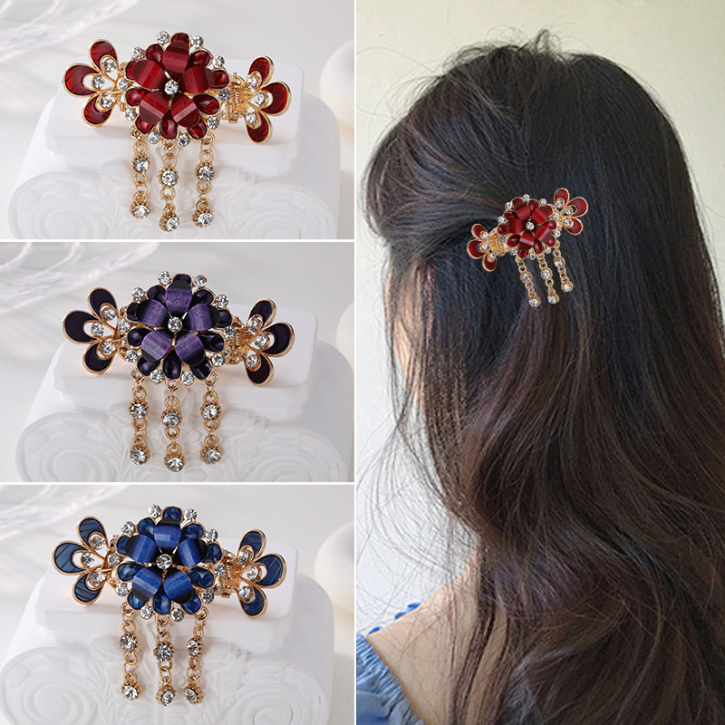 updo hair accessories flowers bloom and wealth grip women‘s fresh hair accessories crab clip hair comb ponytail clip ryuesu barrettes wholesale