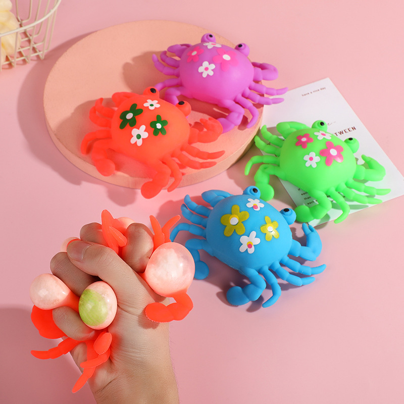 Crab Vent Flour Squeeze Ball Soft Rubber Simulation Small Animal Squeeze Little Crab Pressure Reduction Toy Ground Push Toy