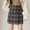 lattice Fur knitting Double-breasted fashion Korean Edition A small minority skirt Autumn and winter A word skirt Emptied Short skirt