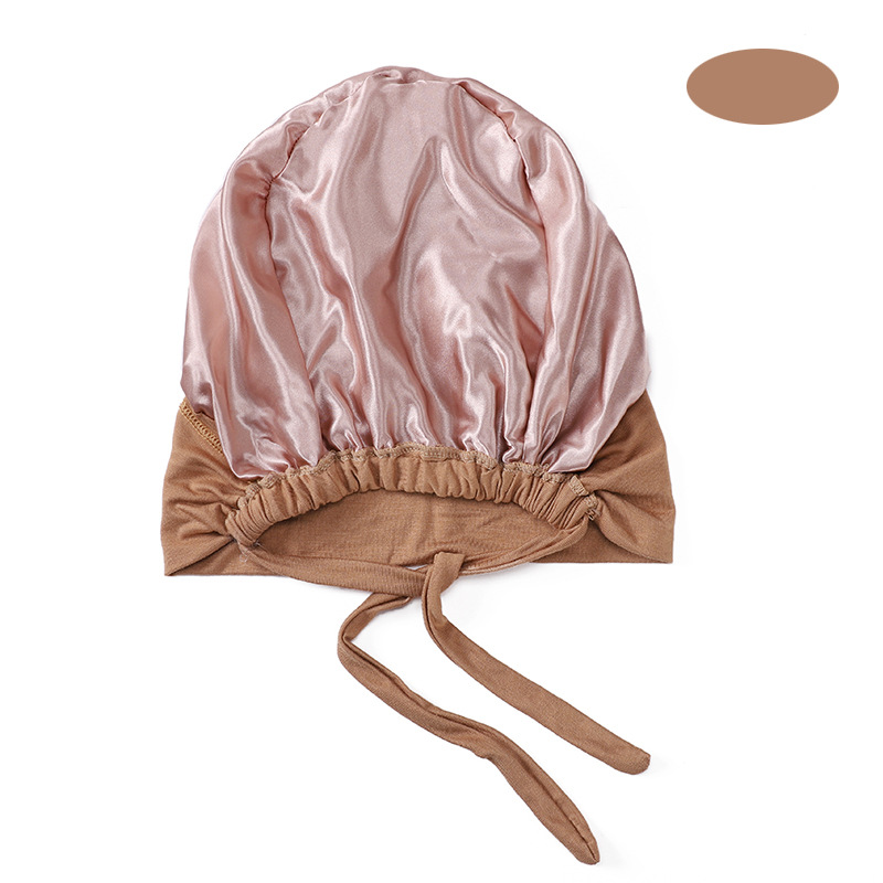 New Modal Satin Lining Elastic Elastic Lace-up Bottoming Hood String Veil Solid Color Scarf Adjustable