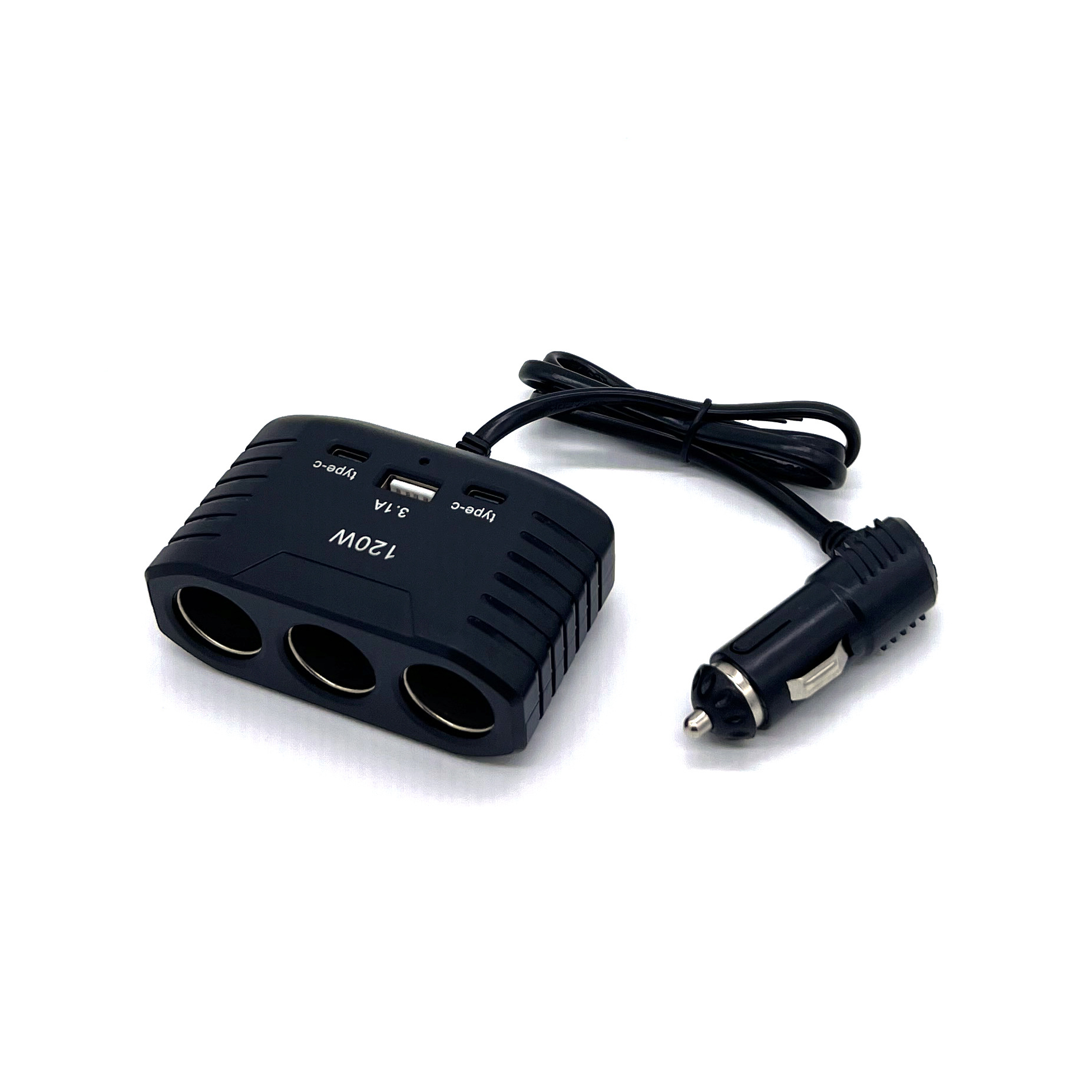Car Cigarette Lighter One Minute Three Car Charger Type-C + Usb Mobile Phone Charging Port Car One Drag Three Car Charger