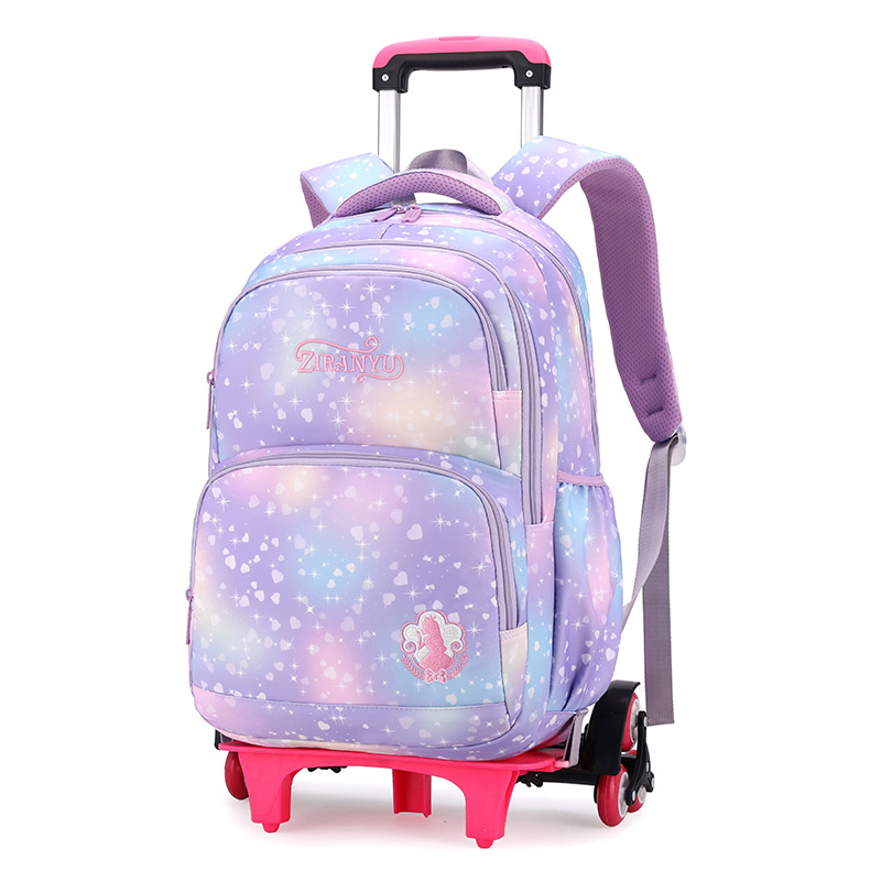 2022 Natural Fish New Trolley Schoolbag Primary School Student Grade 3-6 Little Princess Fashion Best-Seller Exclusive for Cross-Border