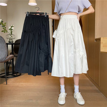 裙子夏不规则抽绳蝴蝶结白色半身裙2023新款小个子气质设计感裙女