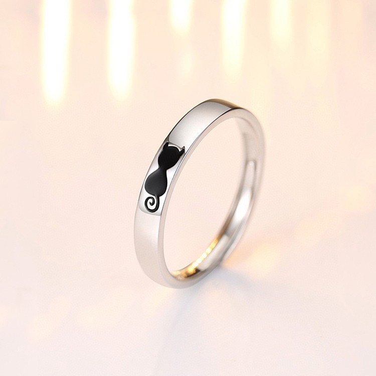 猫鱼戒指纯银男女复古情侣对戒-阿里巴巴
