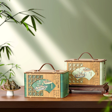 盒境原创端午粽子礼盒仿竹特色手提盒粽子咸鸭蛋端午礼品包装盒空