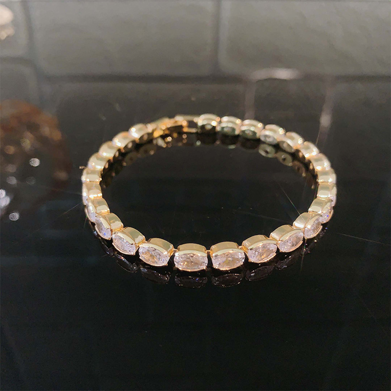 New Real Gold Electroplated Zircon Bracelet Special-Interest Design Women's Bracelet High-Grade Bracelet Handmade Hand Jewelry Wholesale