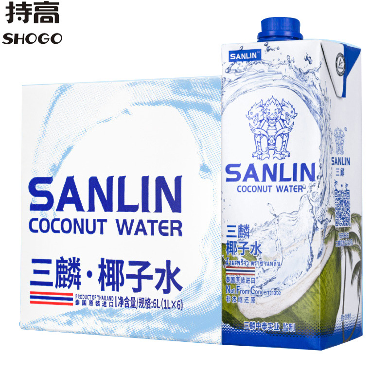 泰国原装进口 三麟天然椰子水1l  0脂肪nfc纯椰青果汁饮料家庭装