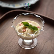 日本进口佐佐木花瓣甜品杯子创意日式家用玻璃小清新餐具雪糕杯