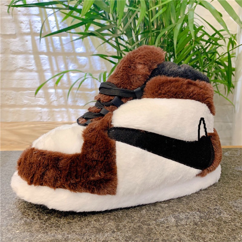 Spoof AJ Coconut Kid Back to the Future Cotton Slippers Dormitory Home Warm Fluffy Shoes Valentine's Day Limited Men and Women