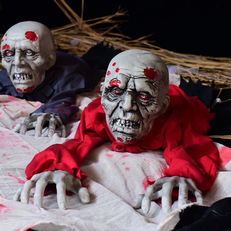 跨境新款万圣节电动爬行鬼声控感应发光发声恐怖吓人鬼屋密室道具