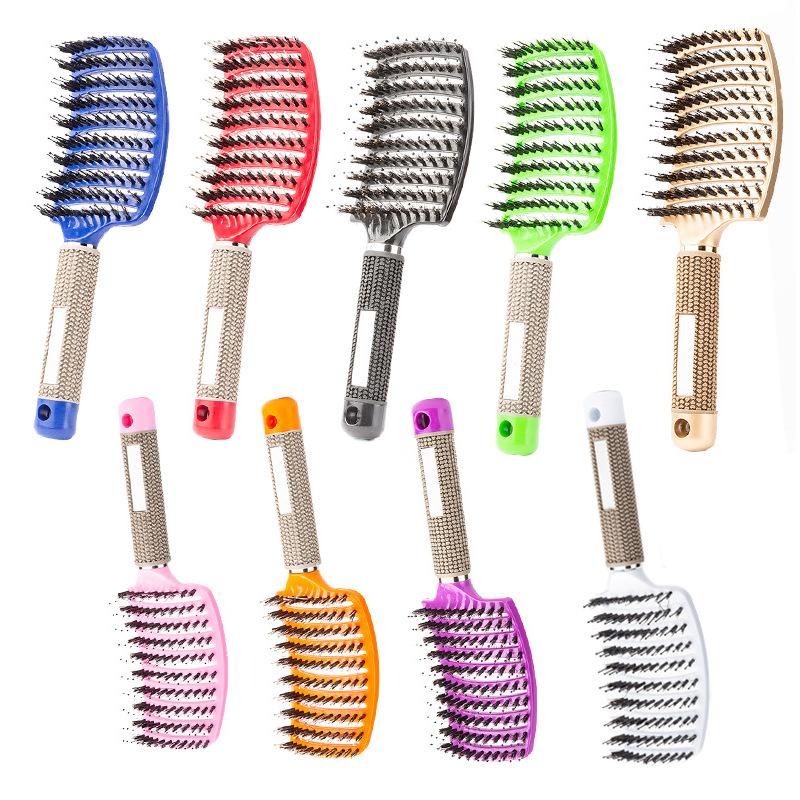 Dangmei Bristle Big Curved Comb Fluffy Shaping Comb Massage Modeling Oil Head Vent Comb Hairdressing Comb Bristle