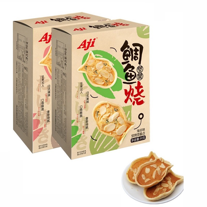 aji坚果鲷鱼烧90g盒装独立小包装下午茶点心办公室休闲零食花生酥