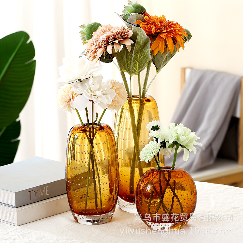 New Creative Upscale Glass Vase Nordic Style Glass Vase Decoration Artistic Living Room Hydroponic Flower Decorations