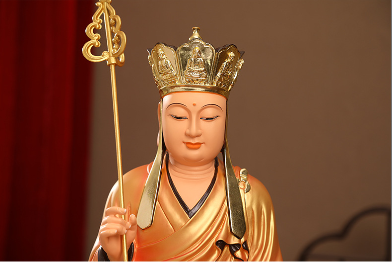 九华山地藏王菩萨坐像供奉家用保平安神像白衣地藏王佛像摆件