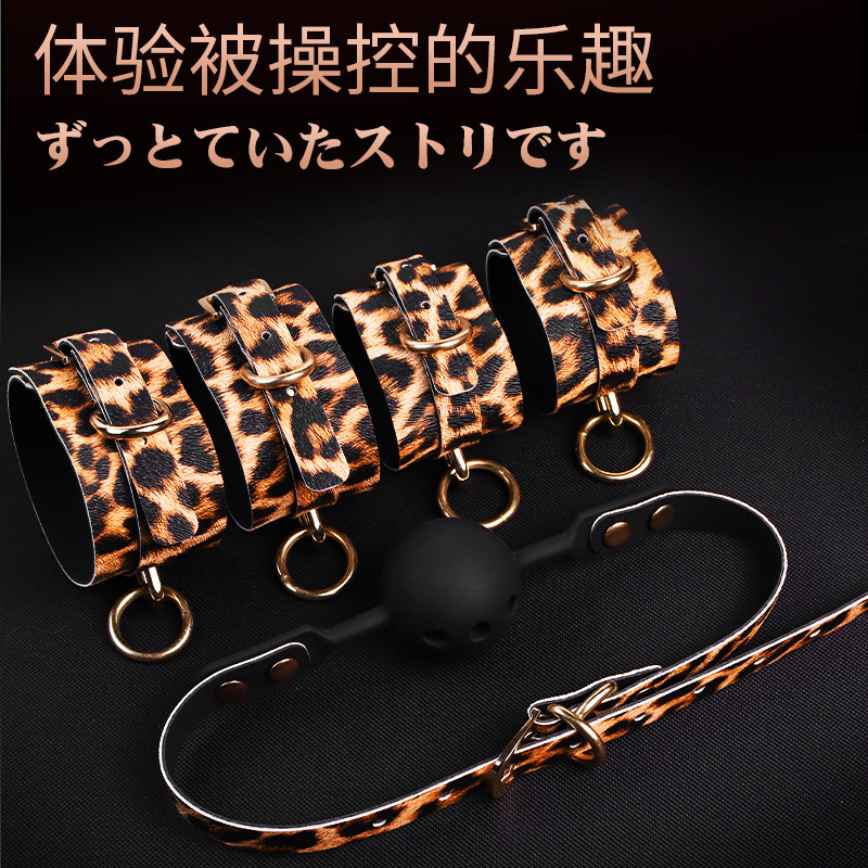 豹纹十件套sm工具手铐脚铐乳夹口球眼罩皮鞭sm捆绑束缚情趣性用品