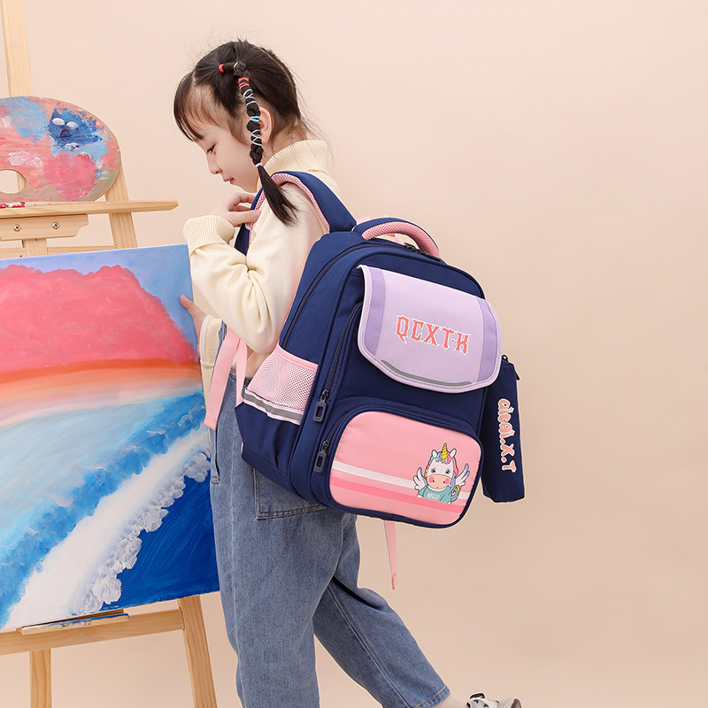 New Girl Student Schoolbag Primary School Girl Cartoon Burden-Free Spine-Protective Backpack Primary School Student Schoolbag Backpack Wholesale