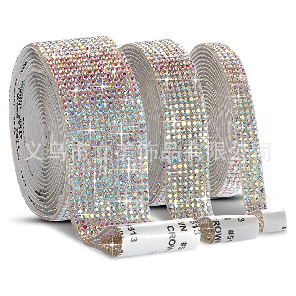 Exclusive for Cross-Border DIY Self-Adhesive Rhinestone Strip Decorative Band Clothing Toy Car Sticker Diamond Props Decorative Diamond Adhesive Drill