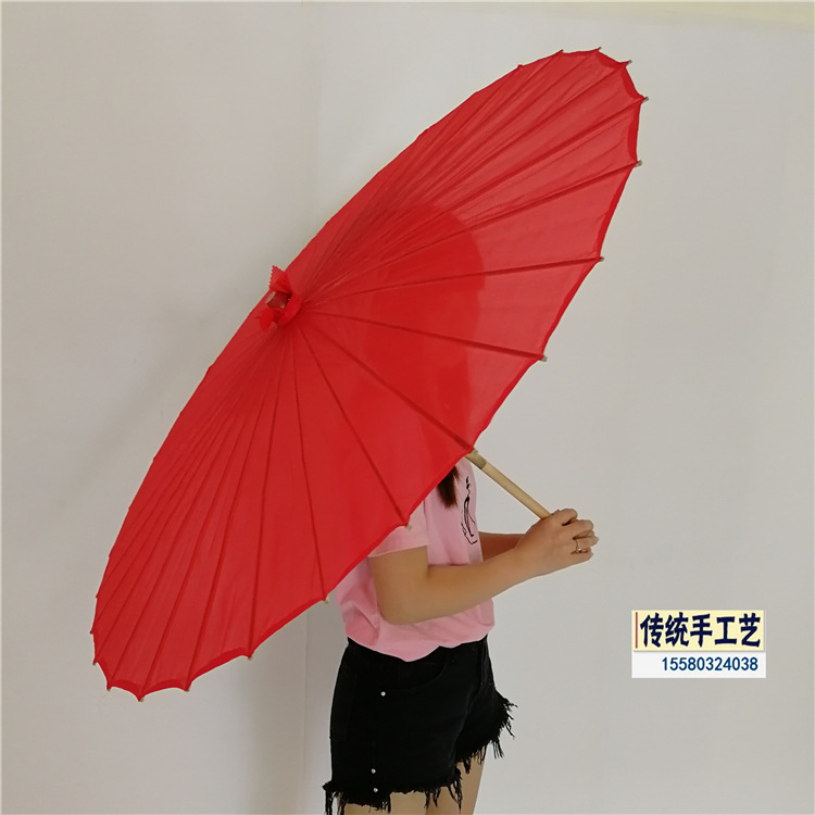 中国风新款工艺大红色装饰伞 号油纸伞绸布面料舞蹈伞结新品-阿里巴巴