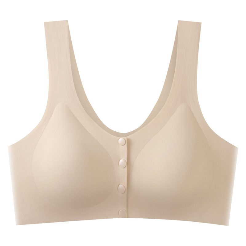 Latex Underwear Large Size Ice Silk Front Buckle Bra Seamless Maternity Breastfeeding Vest Push up Comfort Anti-Sag Bra