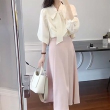 春秋2024新款高级感洋气时尚时髦气质小香风衬衫粉色半身裙套装女