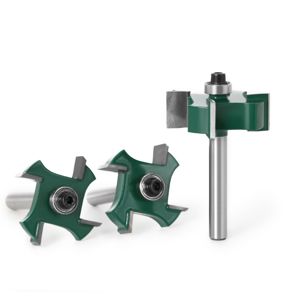 4刃滚珠t型刀1/4柄木工铣刀开槽刀槽口刀合金刀头修边机刀头