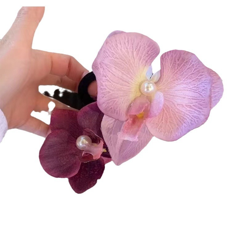 High-End Atmosphere Dizzy Dyed Phalaenopsis Flower Hair Clip Hair Girl Heart Side Clip Hair Accessories Flower Modeling Headdress