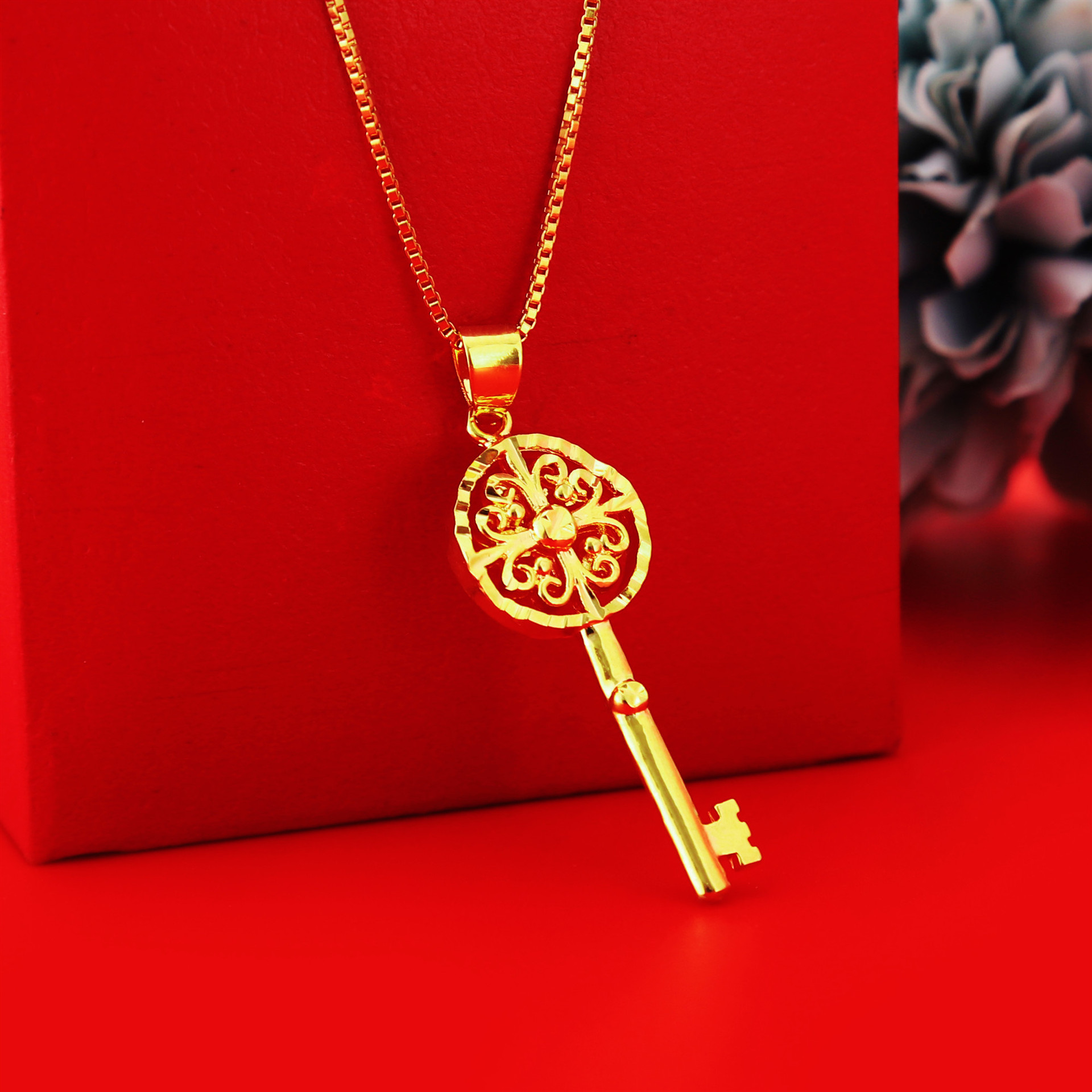 时尚气质欧币金3d钥匙吊坠个性百搭仿金镀金越南沙金吊坠首饰批发