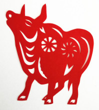 2021牛年春节纯手工生肖红色牛剪纸窗花动物剪纸双面红宣纸无背胶