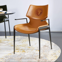 现代极简设计假两层软座家用餐椅靠背椅网红酒店设计师餐厅休闲椅