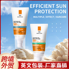 跨境外贸全英文防晒乳霜脸部控油哑光隔离SPF50+清透滋润护肤防晒