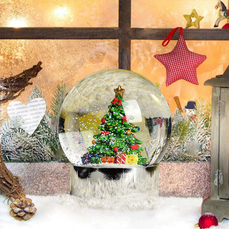 Factory in Stock Snow Christmas Tree Crystal Ball Cross-Border Hot Sale Amazon Aliexpress Christmas Gift Crystal