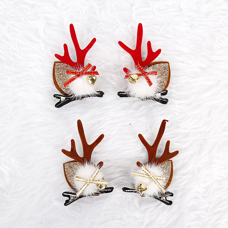 Christmas Decorations Hair Clips Hair Accessories Girl Cute Antlers Hairpin Headdress Christmas Festival Moose a Pair of Hairclips Clip