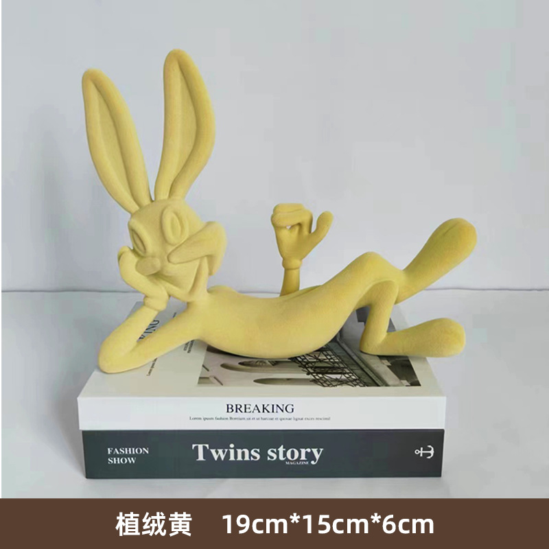 Internet Celebrity Lying Posture Rabbit Decoration Cartoon Modern Living Room TV Cabinet Wine Cabinet Entrance High-Grade Sense Niche Home Decoration