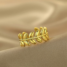 新款波西米亚橄榄橡树叶戒指为妇女合金可调日常珠宝手指戒指