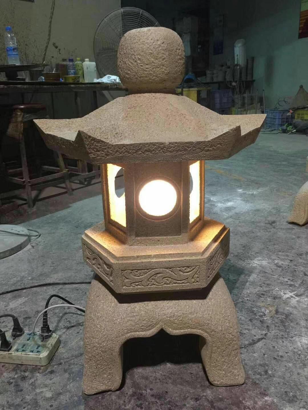 中式仿古石笼灯树脂玻璃钢仿石草坪灯花园别墅落地灯户外防水地灯