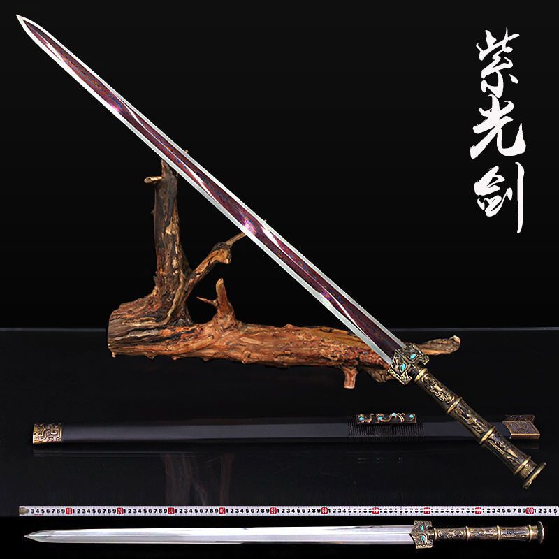 新款长款宝剑锰钢八面汉剑花纹钢一体刀剑镇宅宝剑冷兵器未开批发