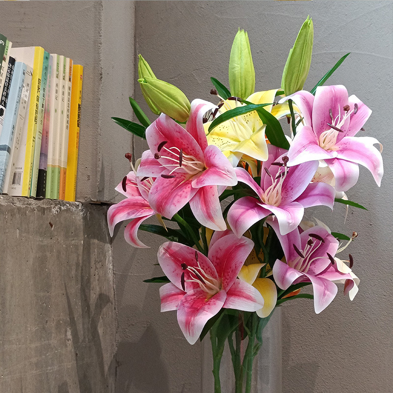 3d打印胶片手感百合花仿真花束婚庆家居装饰摄影道具摆件假花瓶花