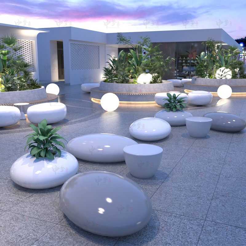 别墅花园度假村名宿休闲组合鹅卵石椅售楼部广场异形创意石头座椅