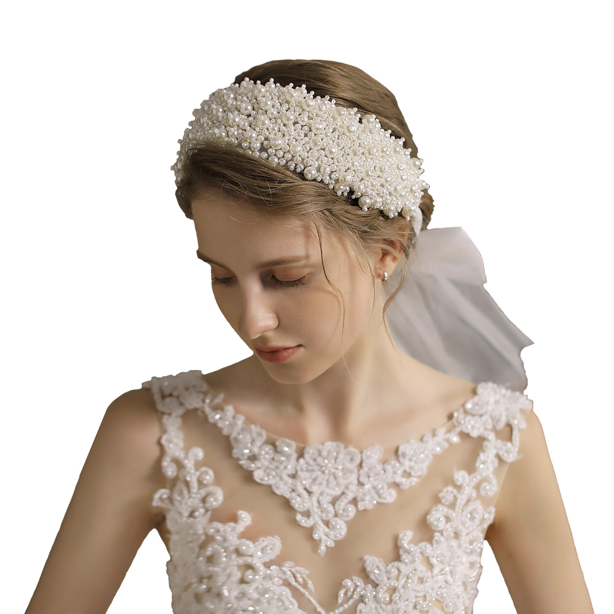 o586新款复古全珍珠款发带 影楼造型旅拍新娘结婚头饰配饰