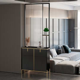 轻奢入户玄关柜屏风鞋柜一体长虹玻璃隔断家用进门客厅间厅柜遮挡