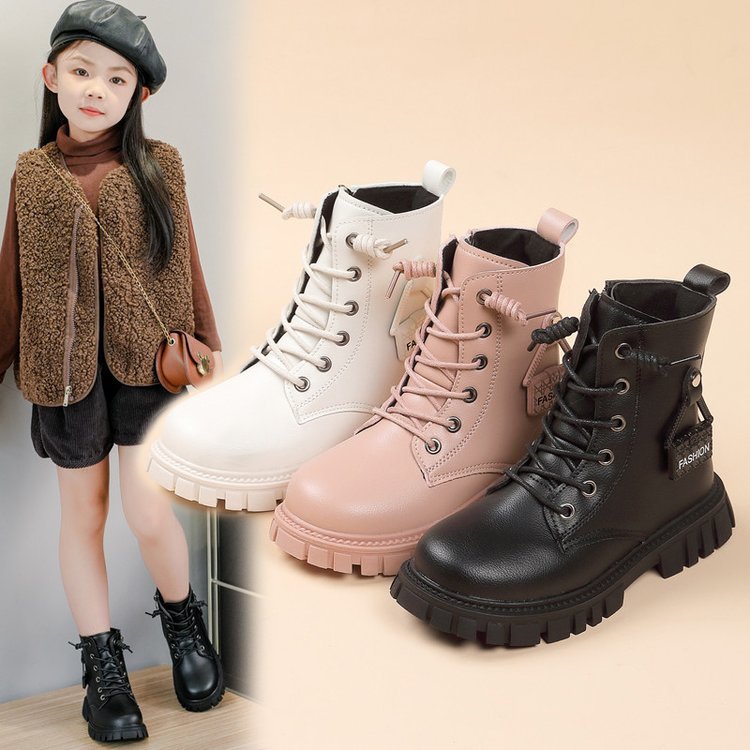 儿童靴女童马丁靴秋冬季2023新款韩版公主靴中大童女孩皮短靴